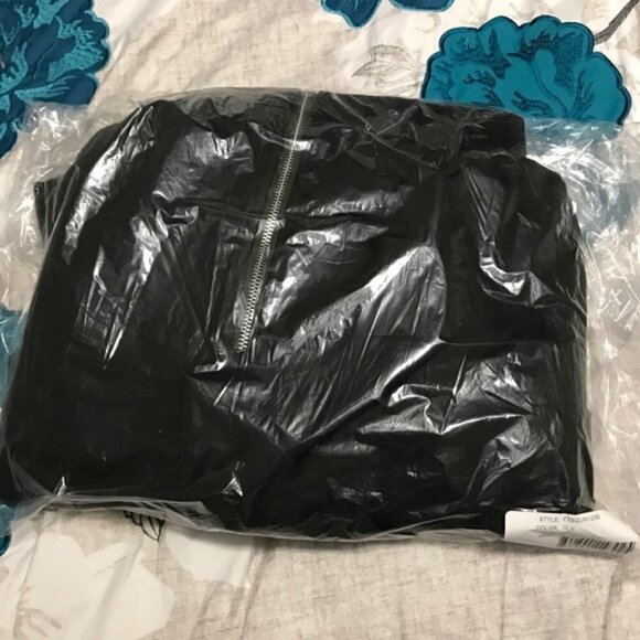 FEW MODA Bomber JACKET Ruffle Olive Green New with tags size Large #104 - Picture 10 of 13